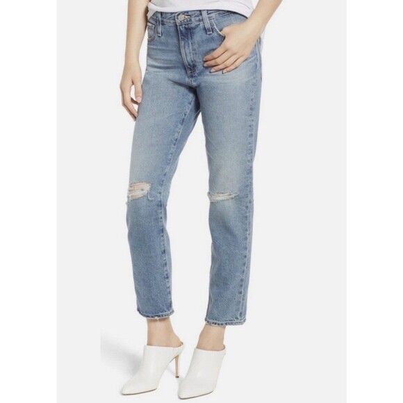 AG Adriano Goldschmied The Isabelle High Rise Straight Crop Distressed Jeans 31R - Picture 1 of 11